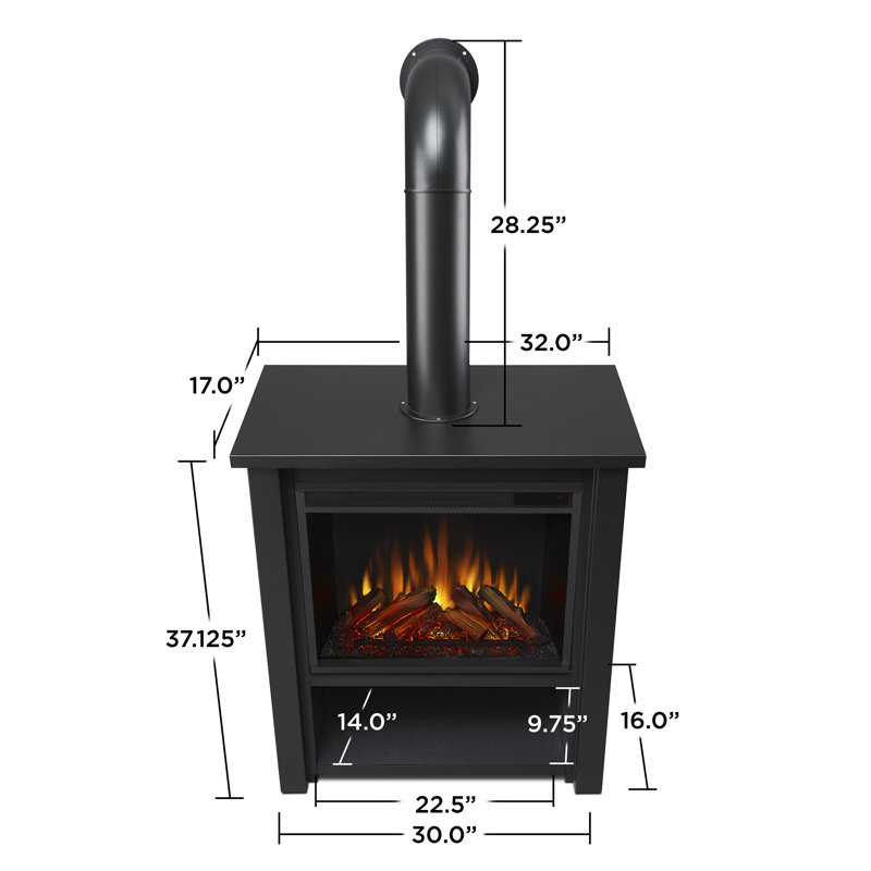 Hollis 32" Black Electric Fireplace with Mantel