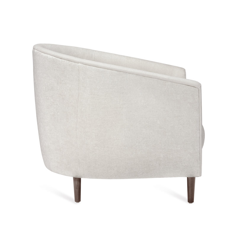 Capri Handcrafted Barrel Chair in Pearl Gray with Wood Accents