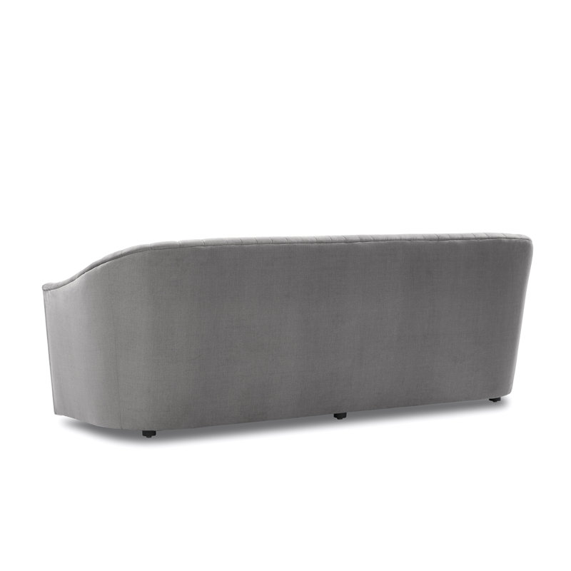 Pure Grey Tufted Fabric Track Arm Sofa
