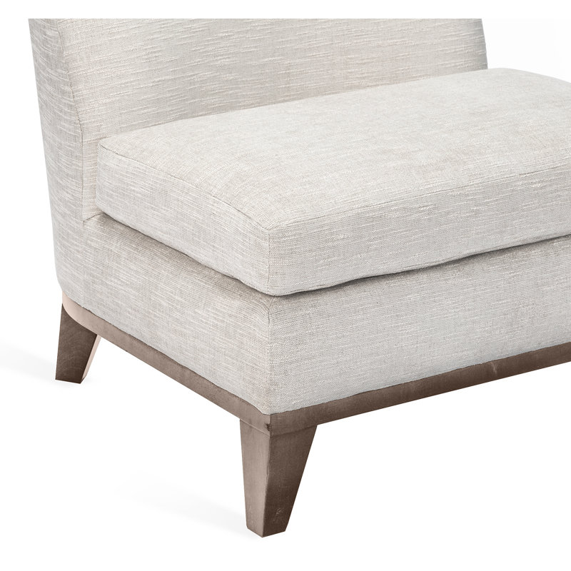 Handcrafted Gray Slipper Chair with Wooden Base