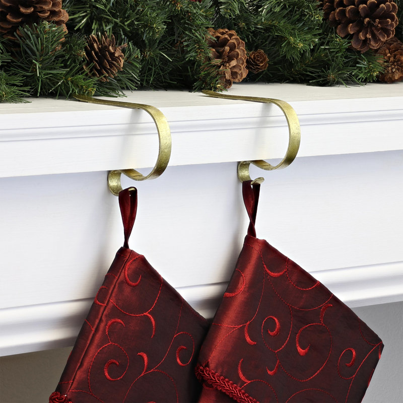Gold Foil 2-Pack Metal MantleClip Stocking Holders