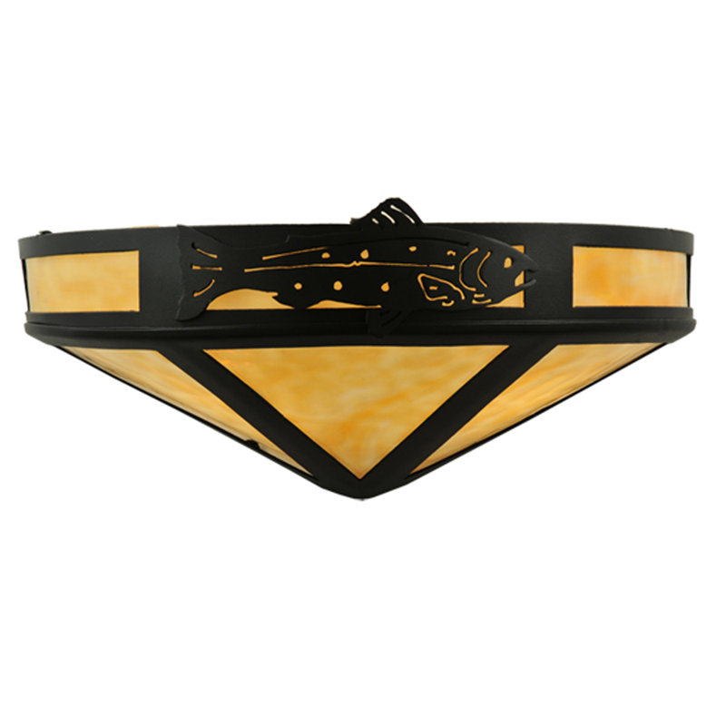 Black Bear Catch 2-Light Bronze Wall Sconce with Silver Mica Shade