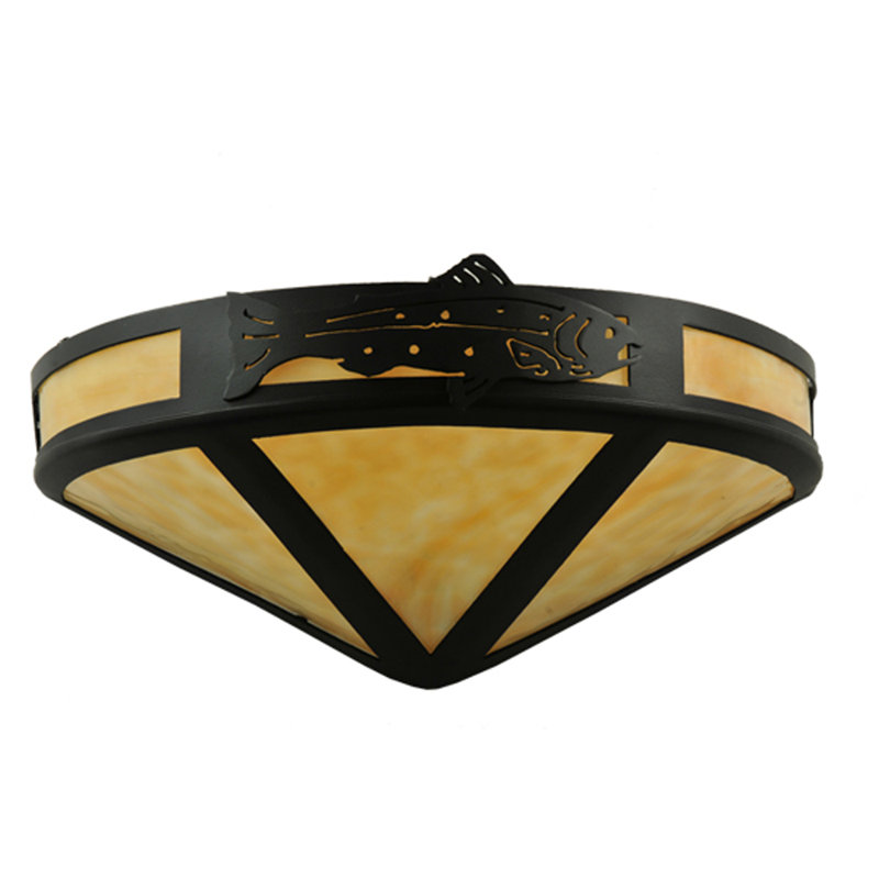 Black Bear Catch 2-Light Bronze Wall Sconce with Silver Mica Shade