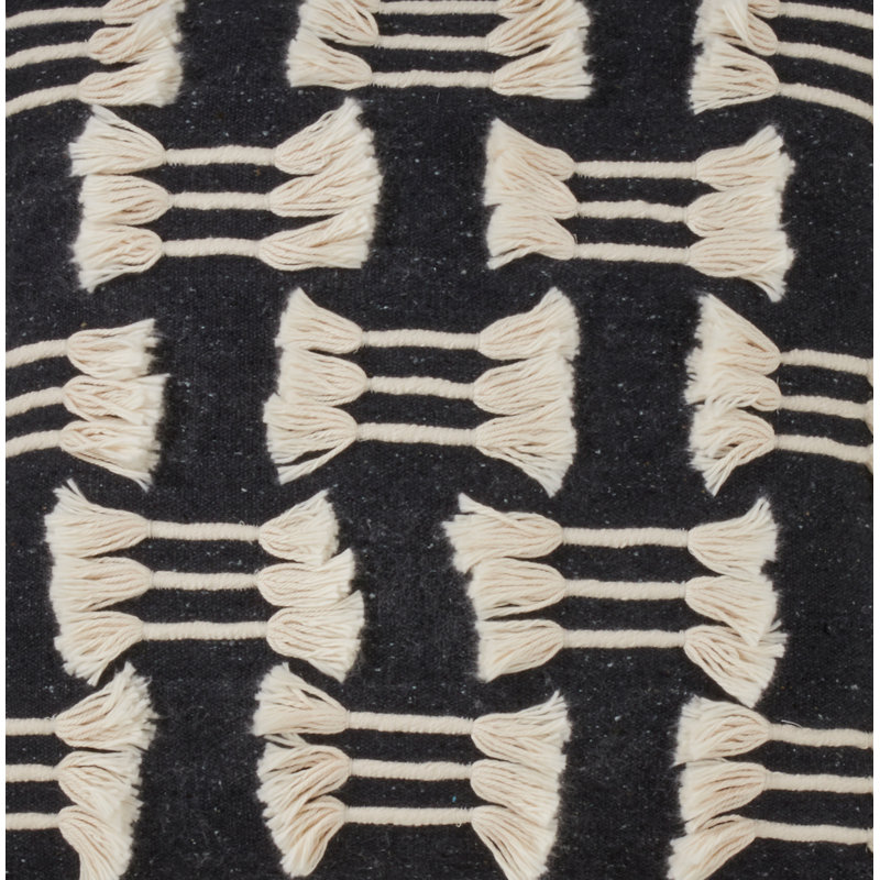 Natural Cotton Rectangular Throw Pillow with Tassels