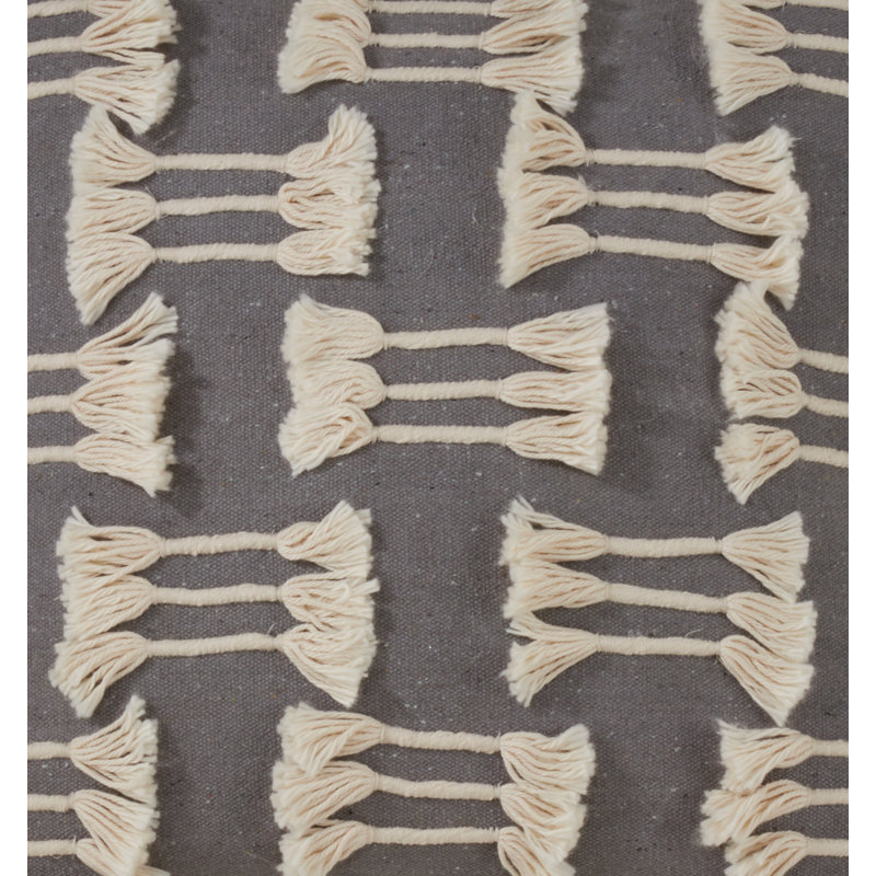 Natural Cotton Rectangular Throw Pillow with Tassels