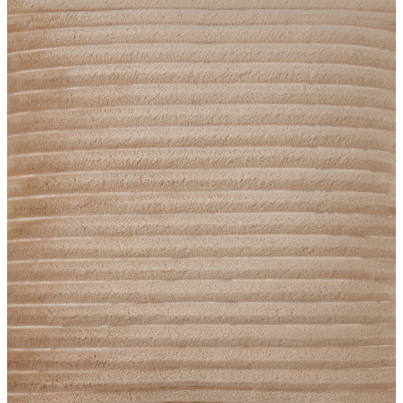 Beige Ribbed Faux Fur Square Throw Pillow