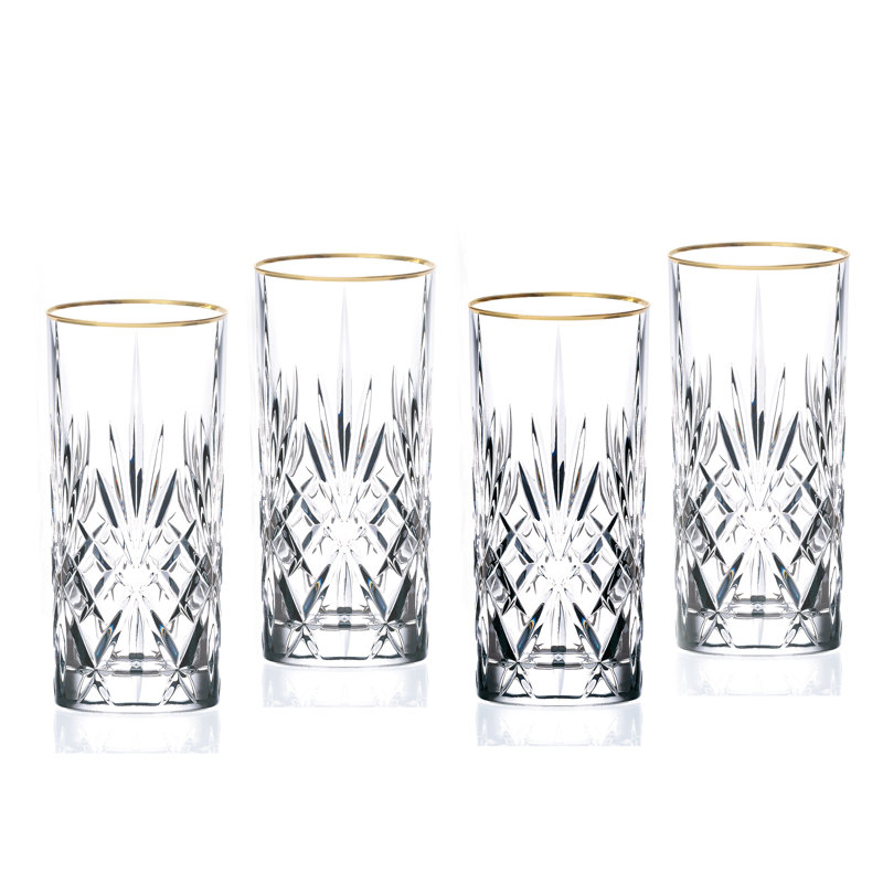 Siena 11oz Crystal Highball Glass Set with Gold Band