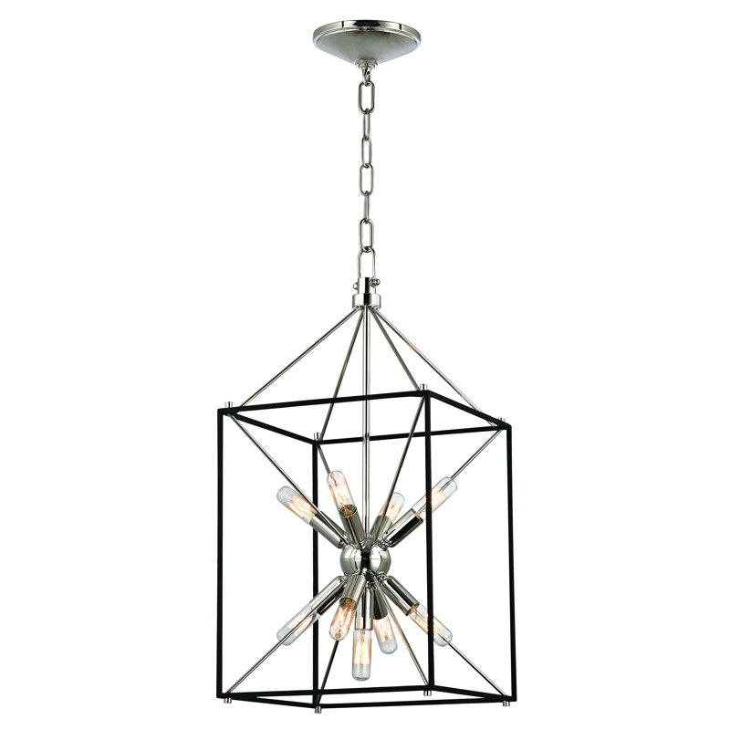 Elysian Starburst 9-Light Polished Nickel & Crystal Pendant
