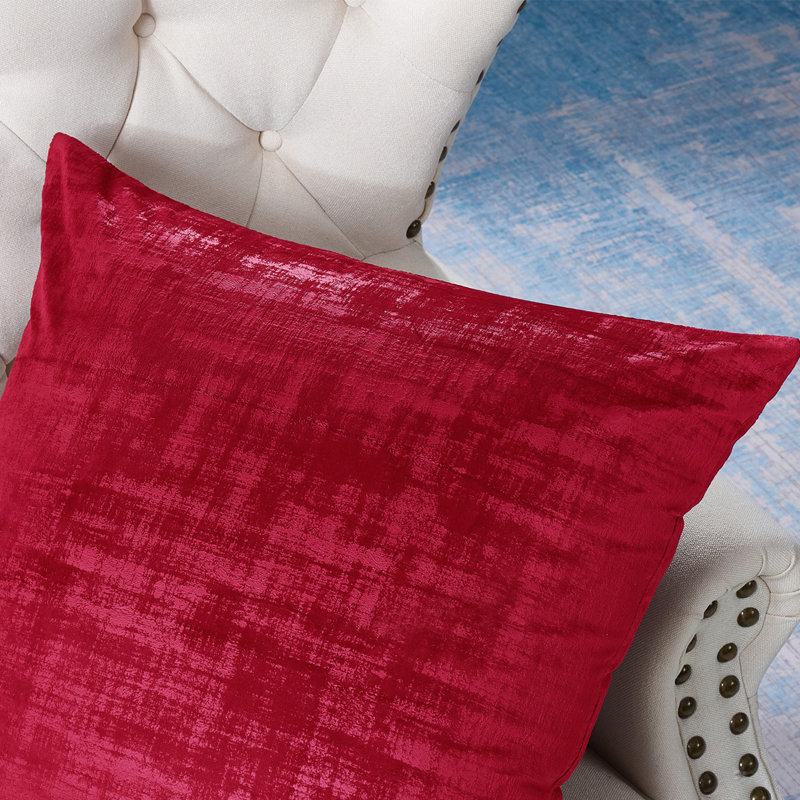 Tango Red Textured Velvet Euro Accent Pillow Set