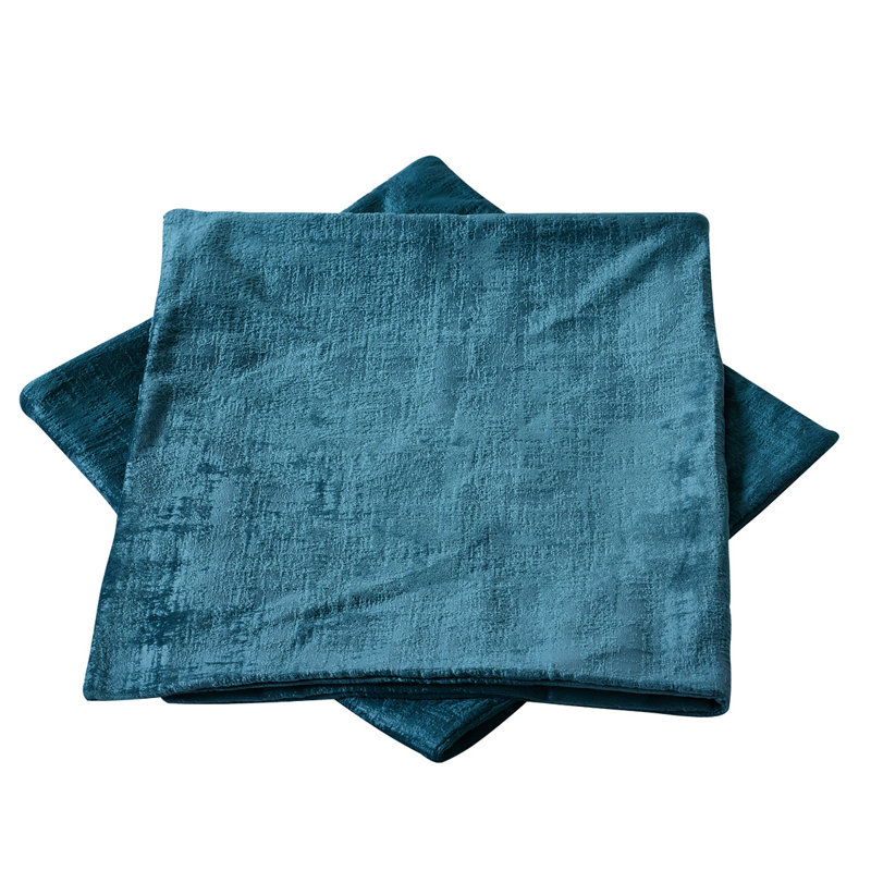 Deep Teal Textured Velvet Lumbar Pillow Covers Set of 2