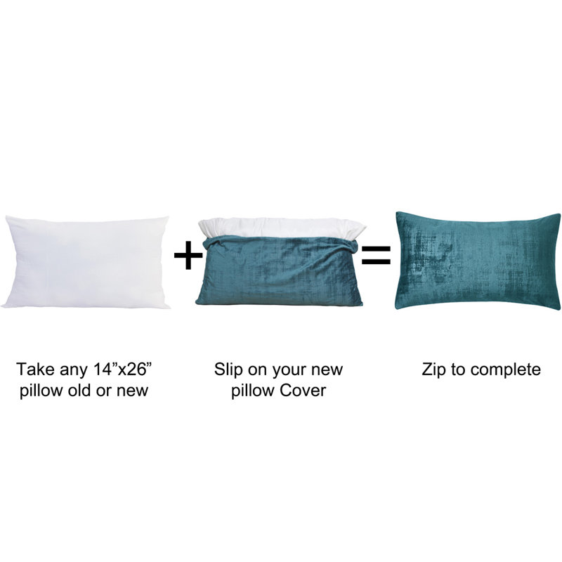 Deep Teal Textured Velvet Lumbar Pillow Covers Set of 2