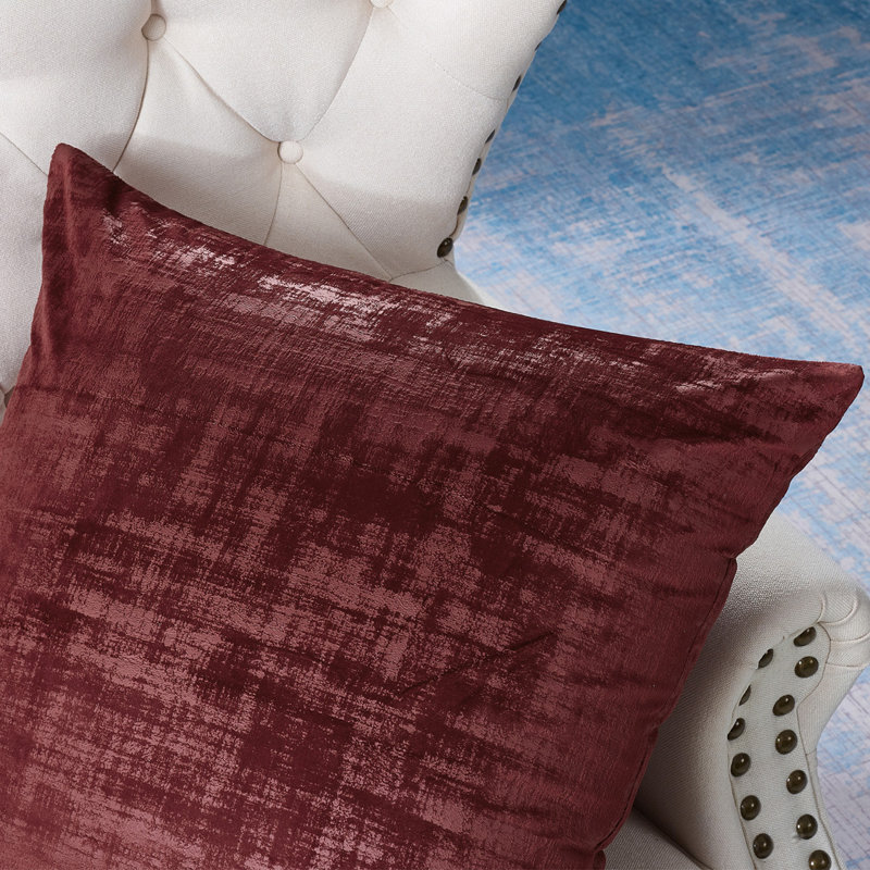 Ruby Wine Textured Velvet Euro Pillow Covers, Set of 2