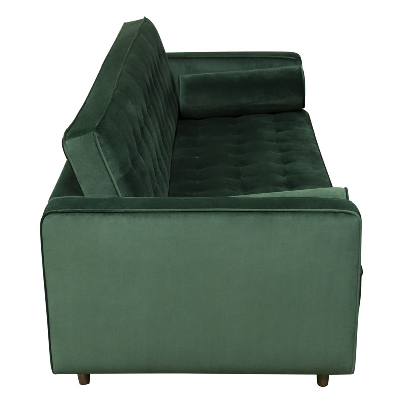 Hunter Green Velvet Tufted 86'' Sofa with Wood Legs
