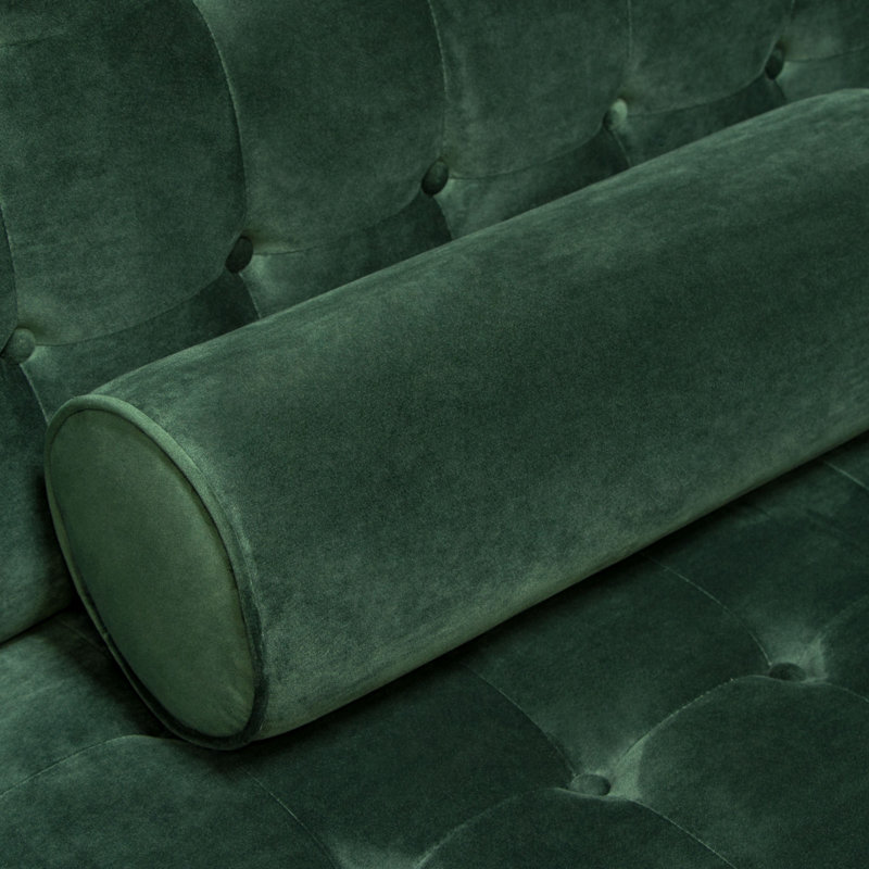 Hunter Green Velvet Tufted 86'' Sofa with Wood Legs
