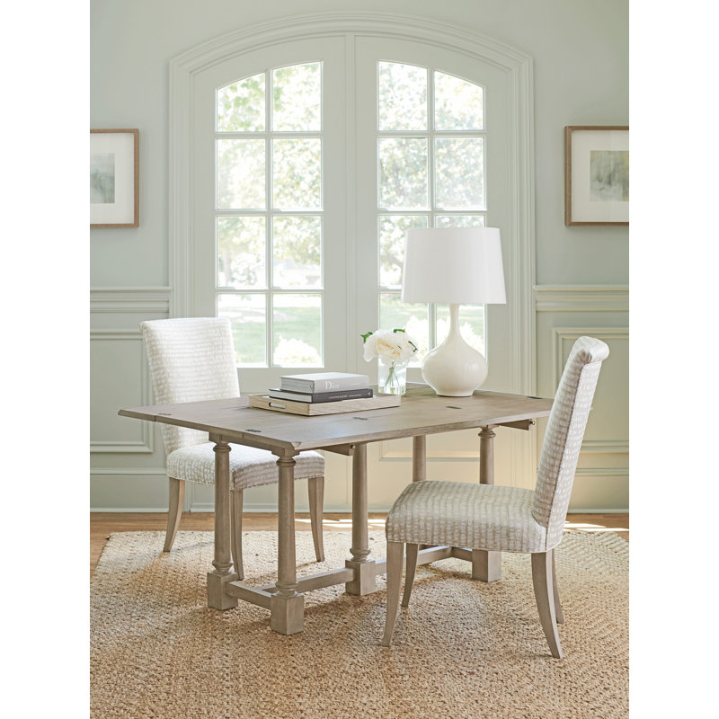 Ivory Linen Upholstered Side Chair with Wood Legs