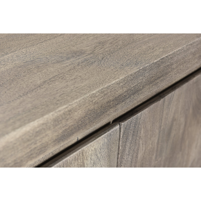 Sandblasted Grey Solid Acacia Wood 4-Door Buffet