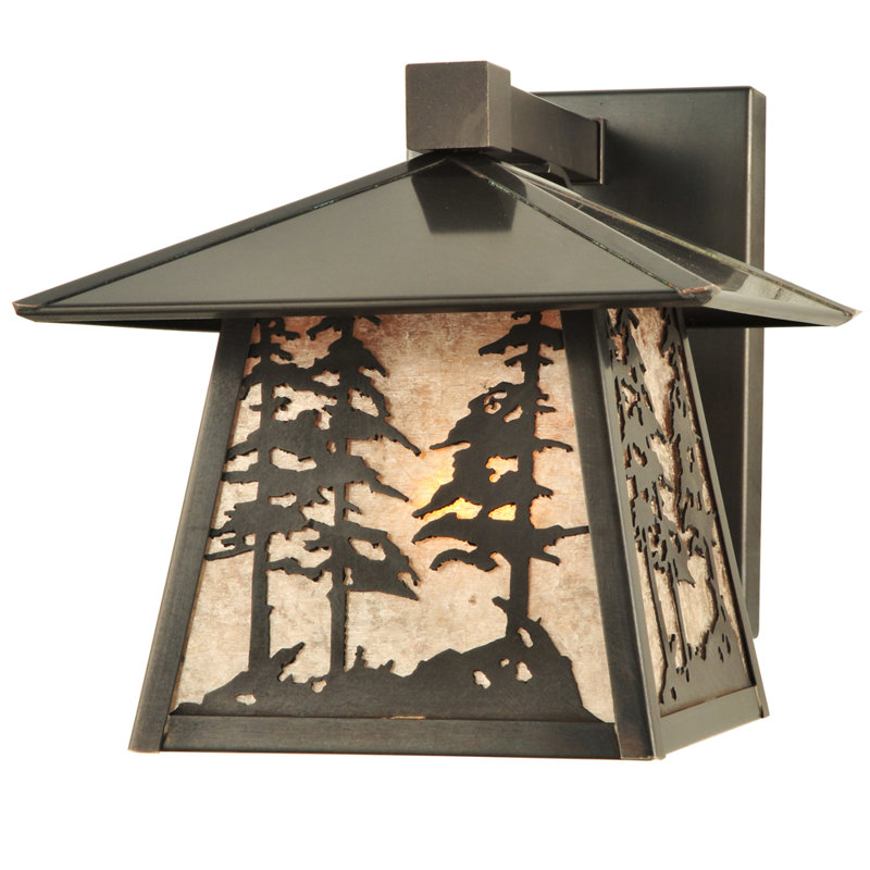 Rustic Tall Pine 1-Light Silver-Brown Solid Brass Sconce