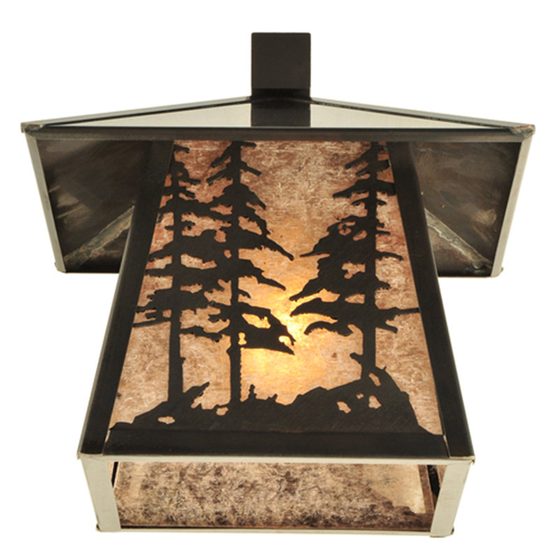 Rustic Tall Pine 1-Light Silver-Brown Solid Brass Sconce