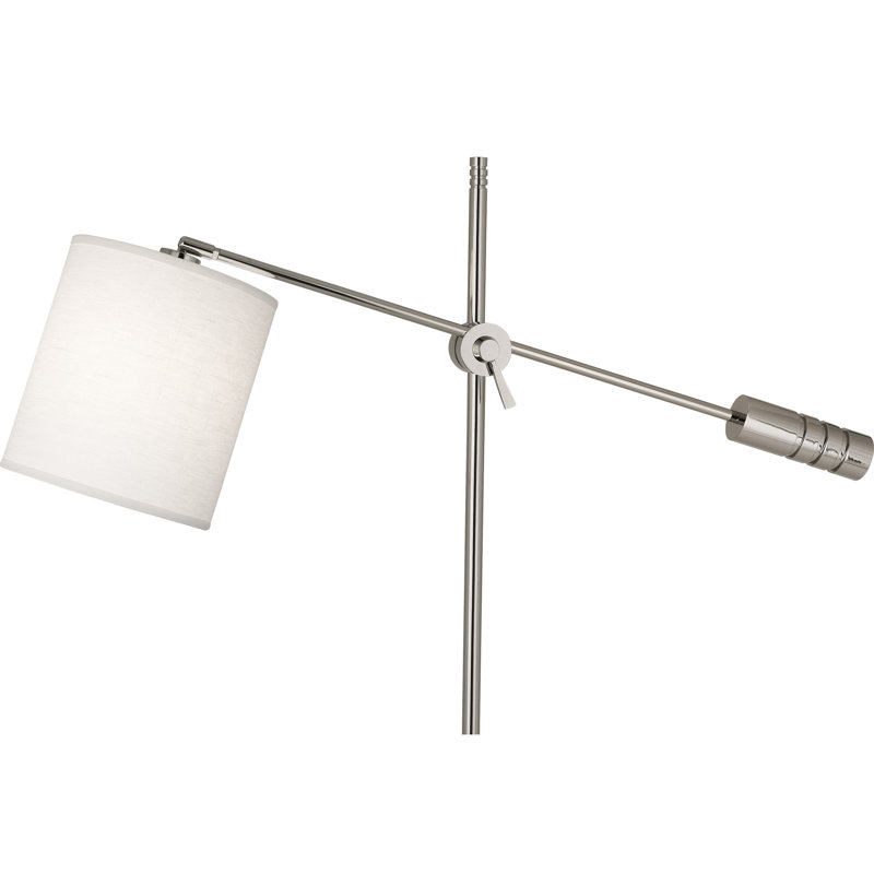 Polished Nickel Adjustable Floor Lamp with Oyster Linen Shade