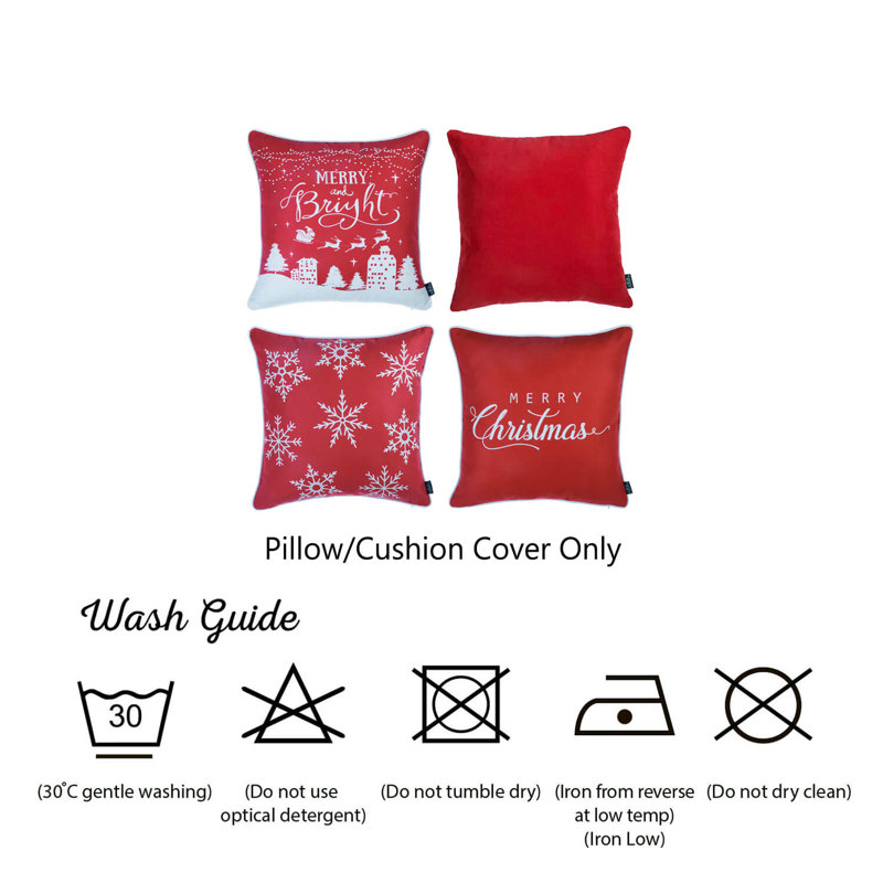 Red Nordic Christmas Graphic Throw Pillow Set