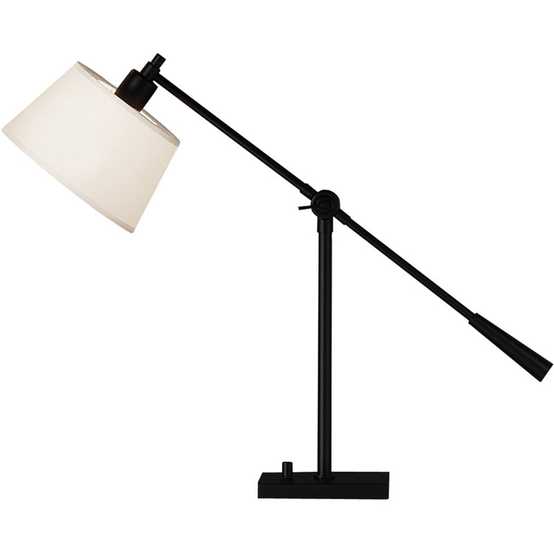 Edison Adjustable Black Metal Desk Lamp with Fabric Shade