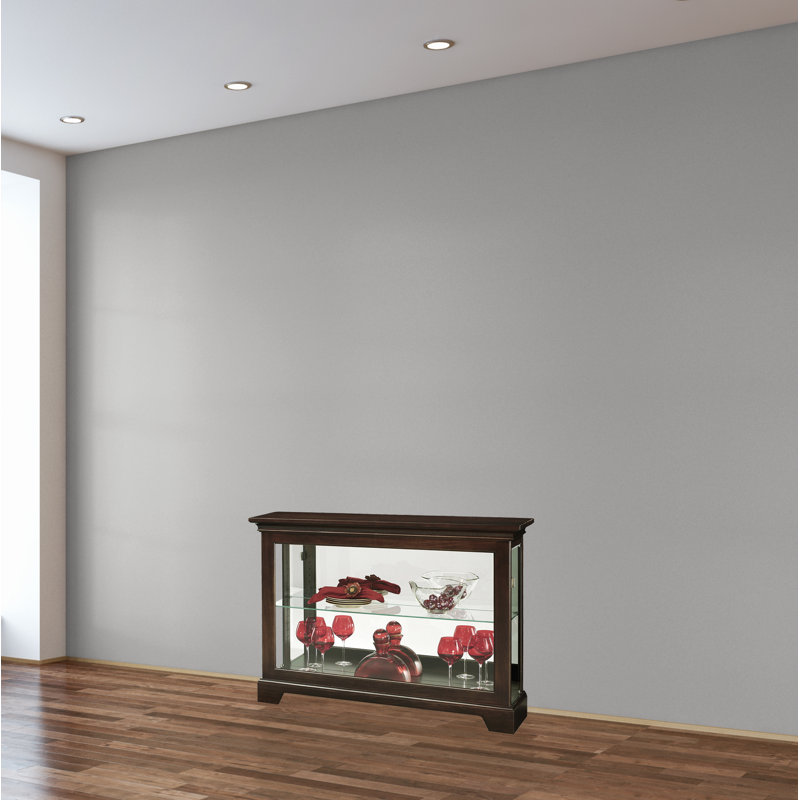 Espresso Lighted Traditional Curio Cabinet with Glass Shelves