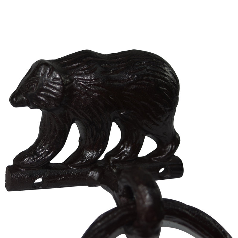 Black Iron Bear Wall Mounted Towel Ring