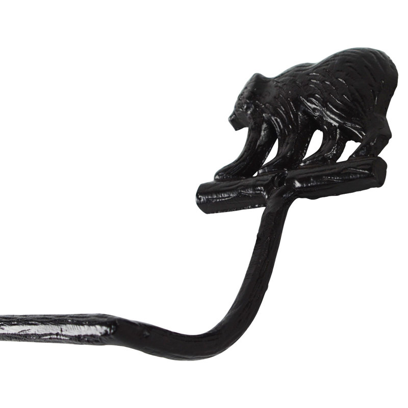 Black Cast Iron Grizzly Bear Rustic Wall Mounted Towel Bar
