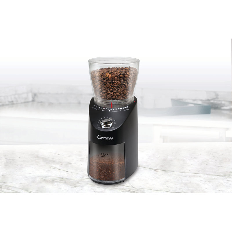 Black Electric Conical Burr Coffee Grinder with Adjustable Grind