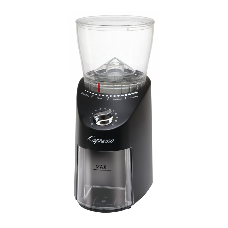 Black Electric Conical Burr Coffee Grinder with Adjustable Grind