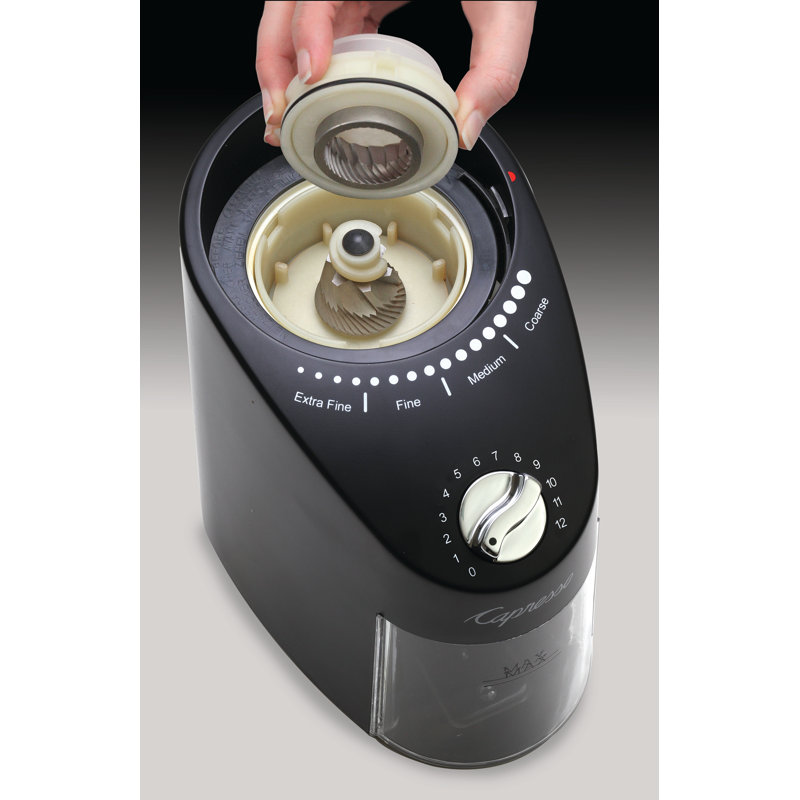 Black Electric Conical Burr Coffee Grinder with Adjustable Grind