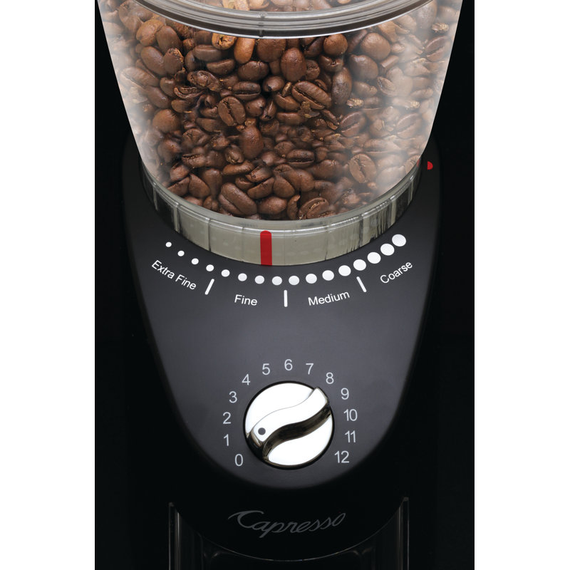 Black Electric Conical Burr Coffee Grinder with Adjustable Grind