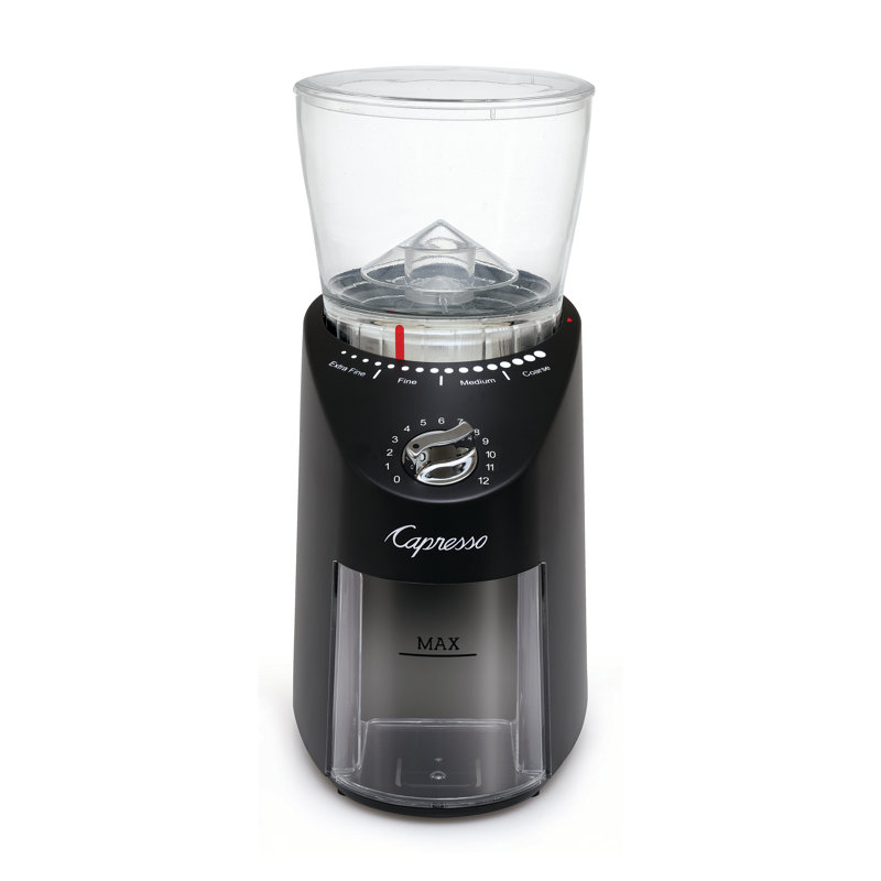 Black Electric Conical Burr Coffee Grinder with Adjustable Grind