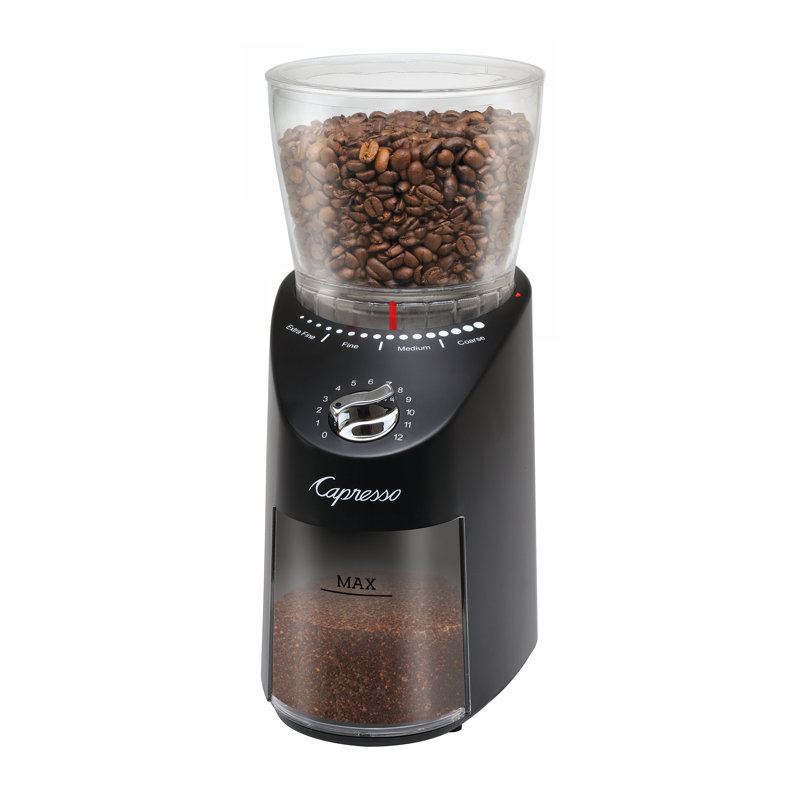 Black Electric Conical Burr Coffee Grinder with Adjustable Grind