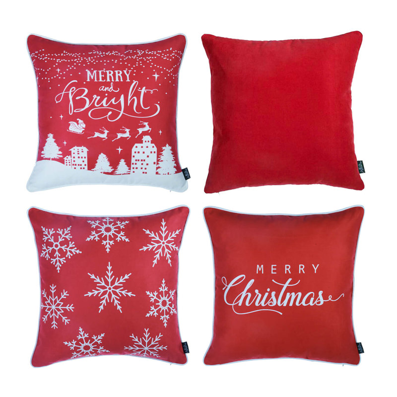 Red Nordic Christmas Graphic Throw Pillow Set