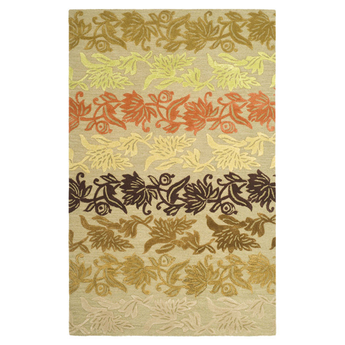 Handmade Multicolor Tufted Wool and Viscose Floral Rug