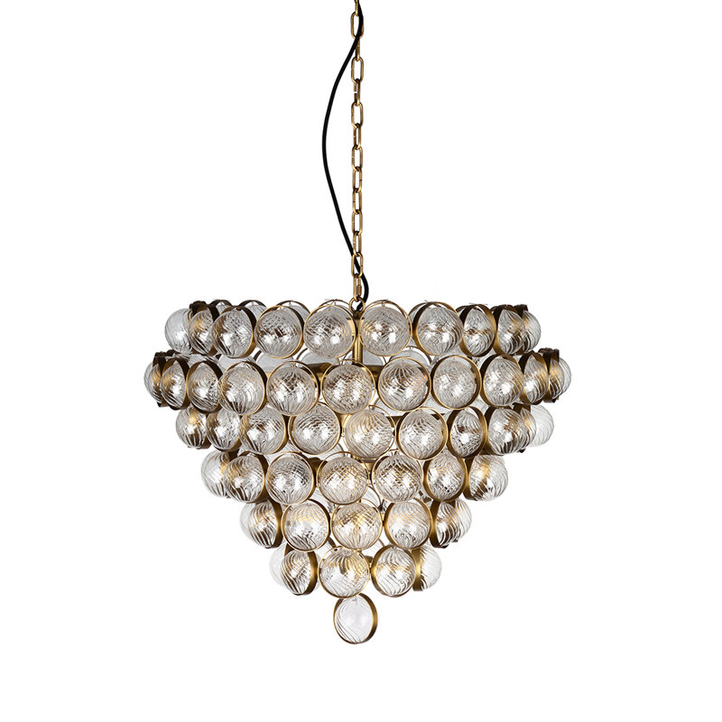 Elegant Aged Brass Bouquet 8-Light Chandelier with Etched Glass