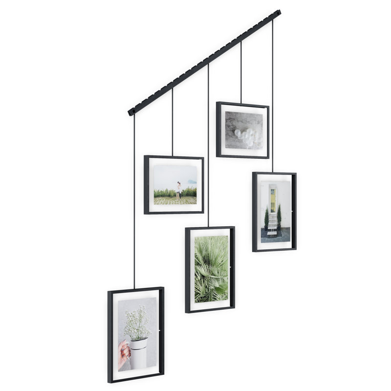 Exhibit Ledge Black Metal 5-Picture Frame Set for Modern Wall Display