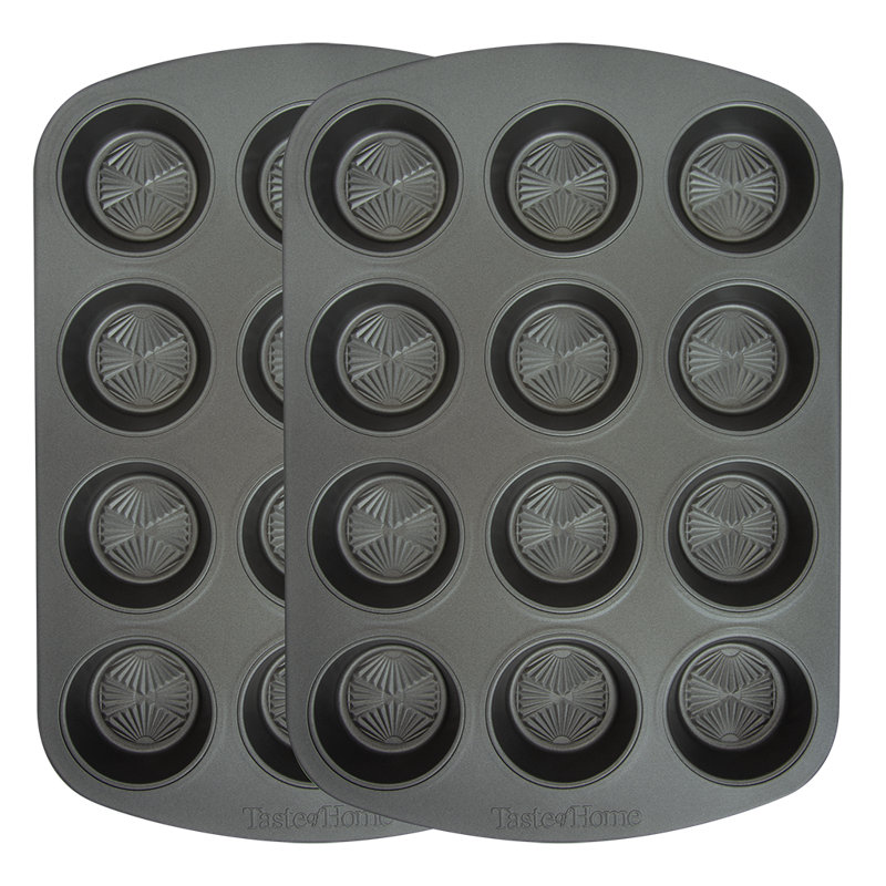Ash Gray Non-Stick 12-Cup Steel Muffin Pan