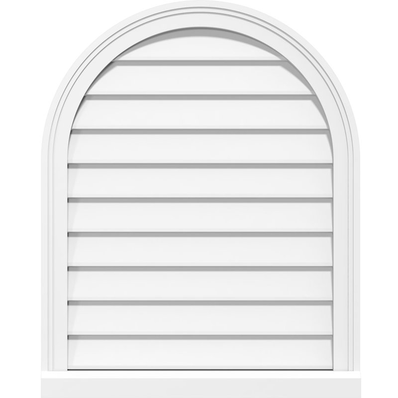 26"W x 22"H Round Top Non-Functional PVC Gable Vent with Brickmould Sill