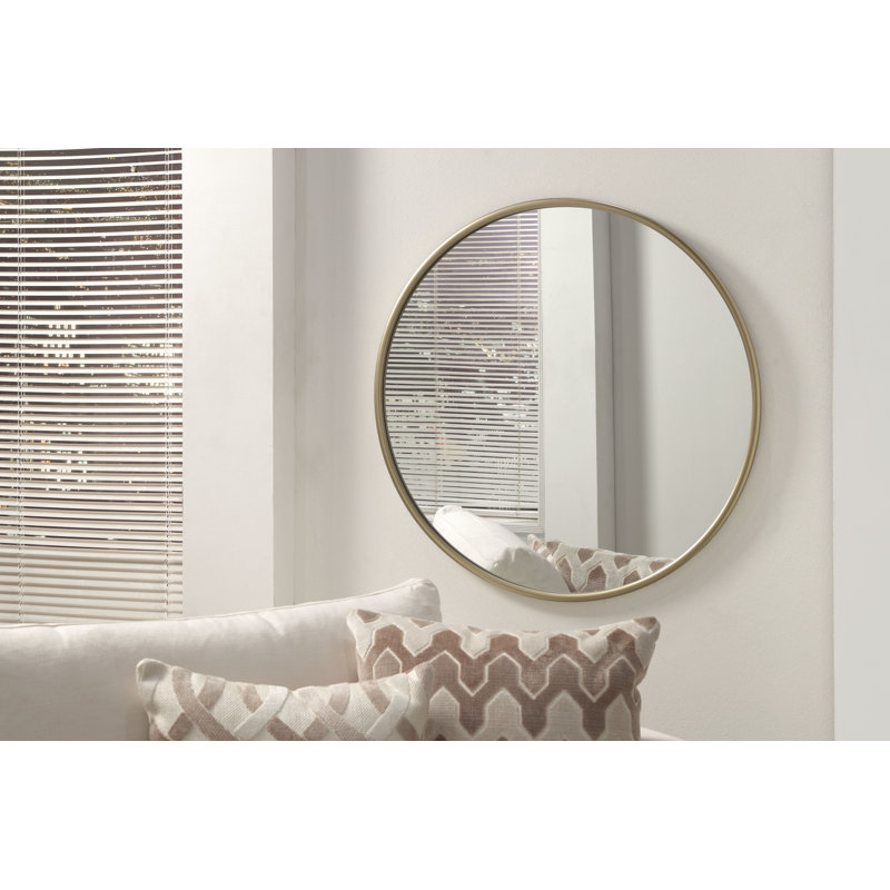 Elegant 30" Gold Round Wall Mirror with Slim Metal Frame