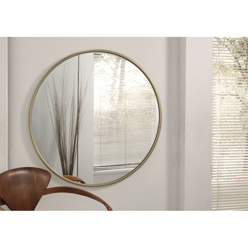 Elegant 30" Gold Round Wall Mirror with Slim Metal Frame