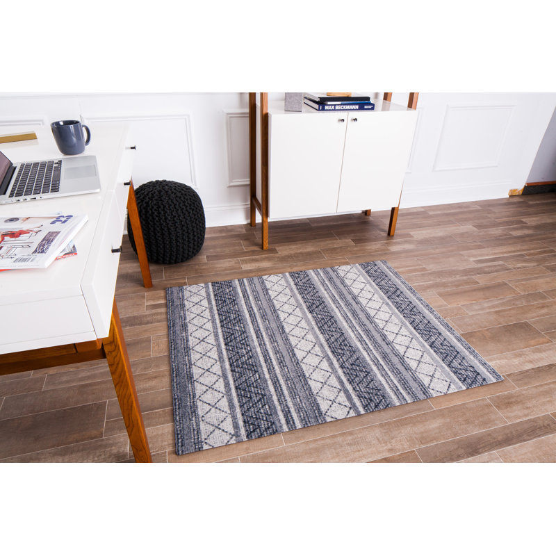 Alesund 40" x 54" Gray and Beige Polyester Chair Mat