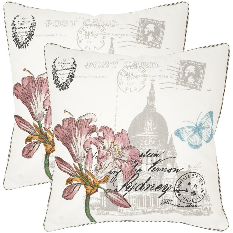 Gloria Embroidered Cotton Linen Square Throw Pillow Set
