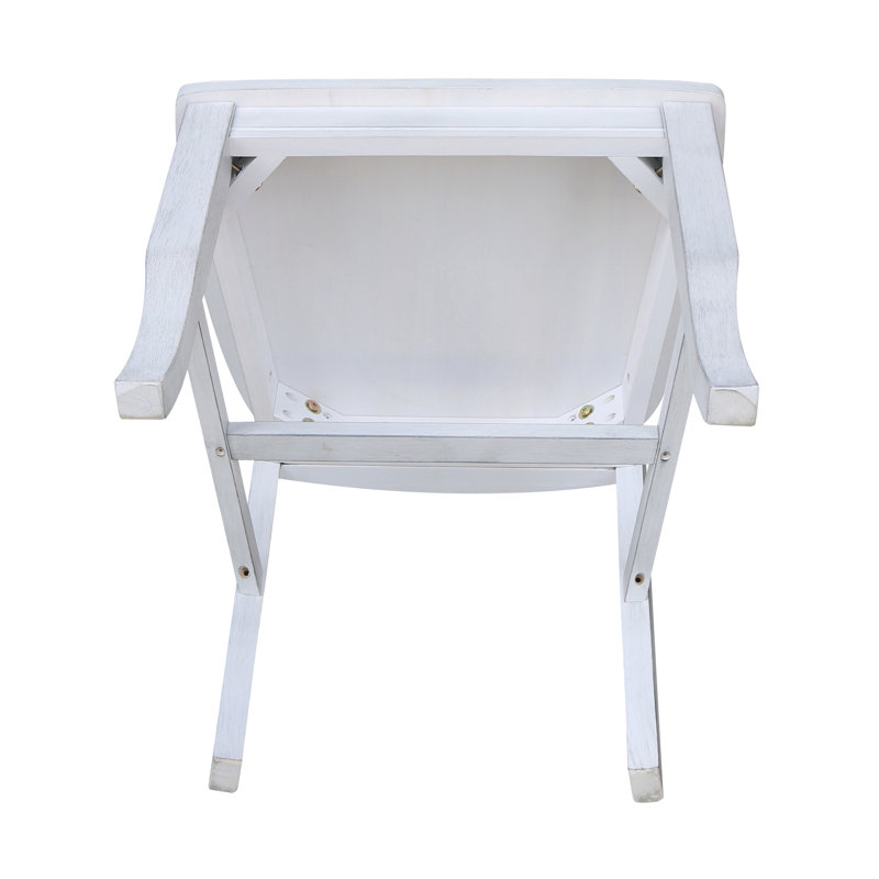 Elegant White Cross-Back Upholstered Side Chair in Solid Wood