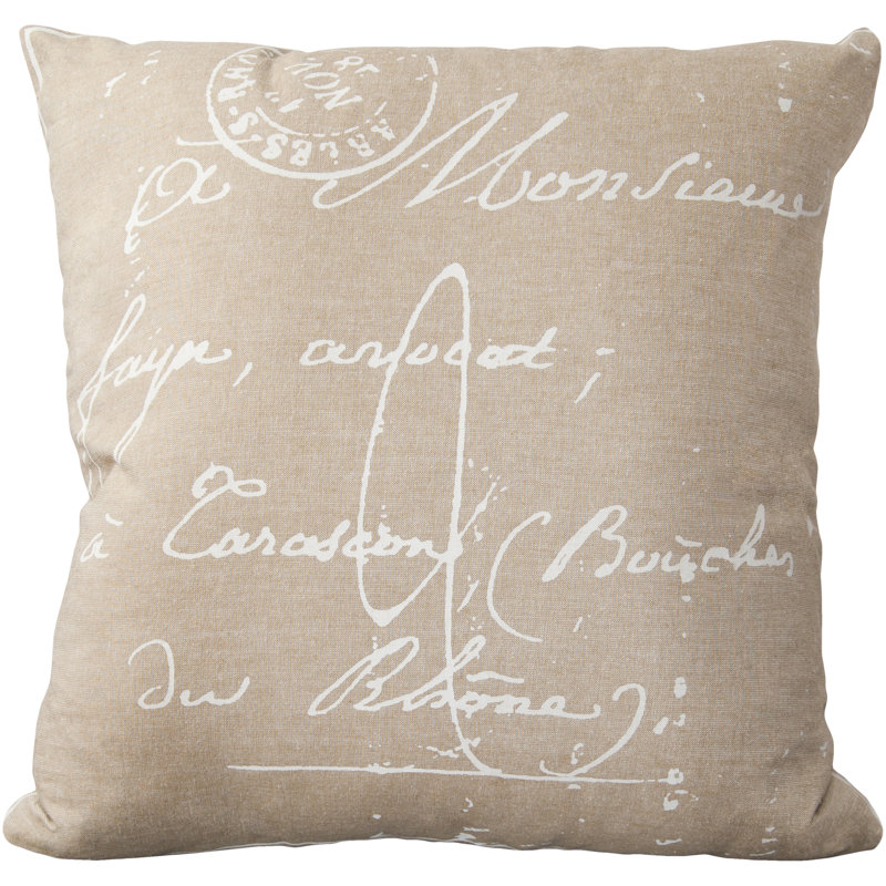 Montpellier 22" Square French Script Cotton Pillow