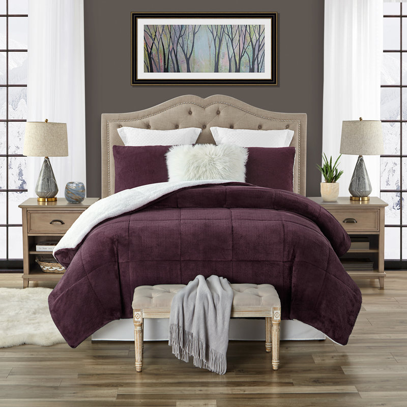 Gray King Reversible Faux Fur Down Alternative Comforter Set