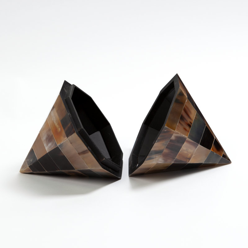 Geometric Brown Horn Wood Lidded Box