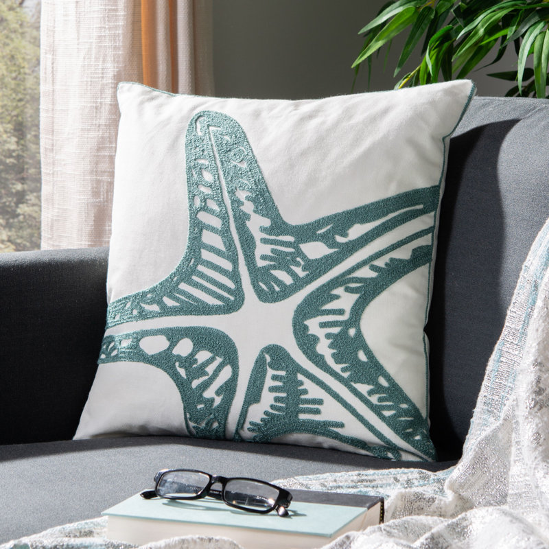 Whitney Blue Starfish Cotton Throw Pillow Set