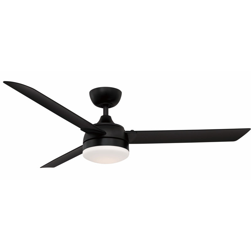 Sleek Black 56" Xeno Wet Smart Ceiling Fan with LED Light
